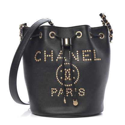 Chanel Caviar Deauville Drawstring Bucket Bag Black 1 of 10