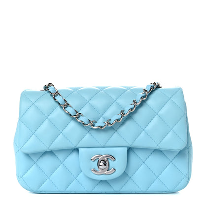 Chanel Lambskin Quilted Mini Rectangular Flap Neon Blue 1 of 10