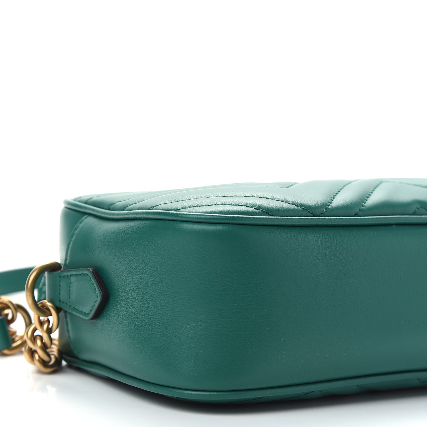 Gucci Calfskin Matelasse Small GG Marmont Chain Shoulder Bag Emerald Green 8 of 9