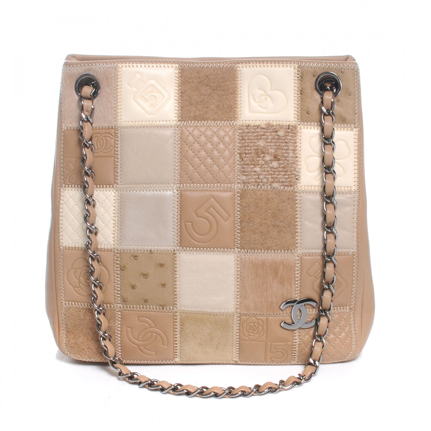Chanel Lambskin Ostrich Quilted Patchwork Precious Symbols Tote 1 of 7