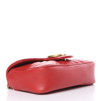 Gucci Calfskin Matelasse Super Mini GG Marmont Shoulder Bag Hibiscus Red 2 of 11