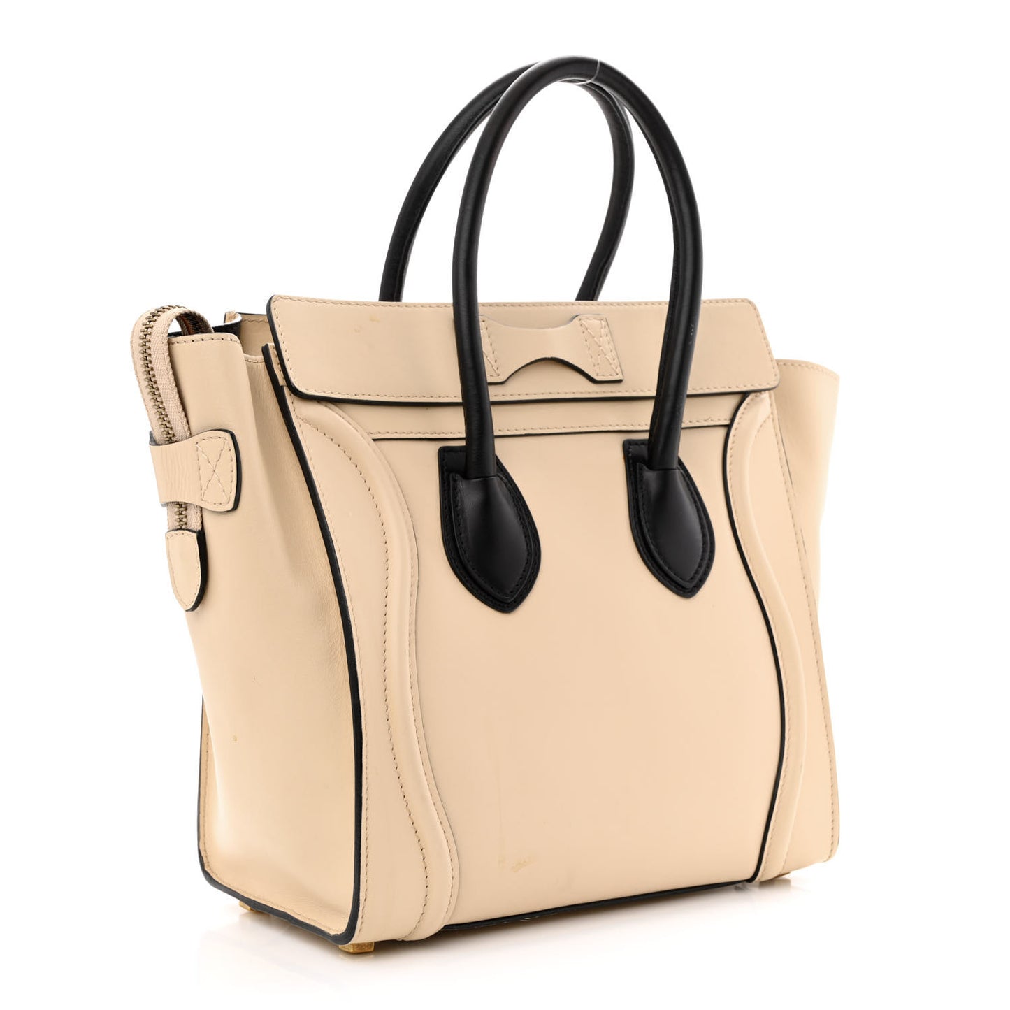 Satin Calfskin Micro Bi-Color Luggage Powder Black