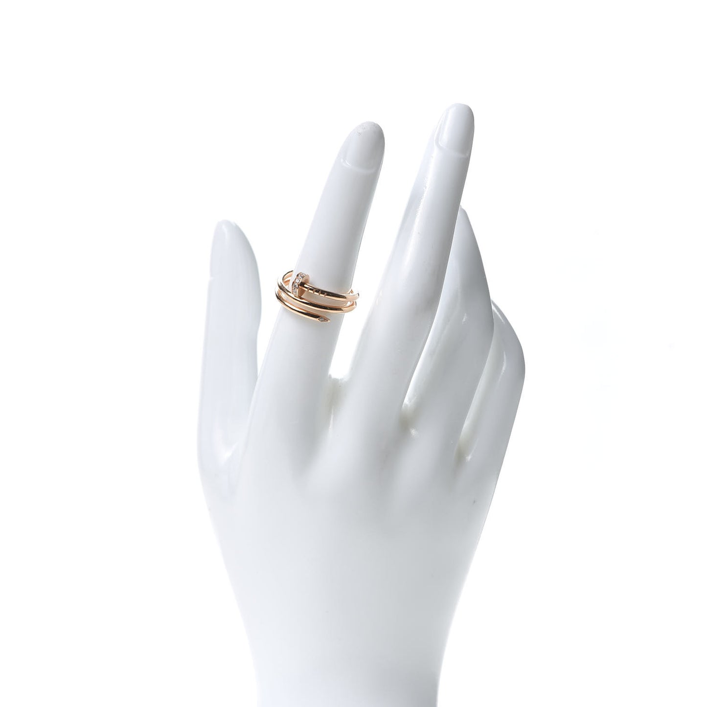 18K Pink Gold Diamond Double Juste Un Clou Ring 53 6.25