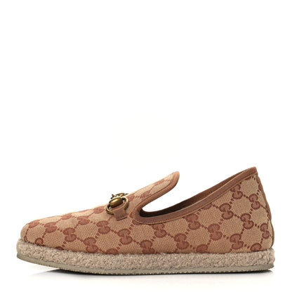 Gucci GG Monogram Womens Fria Horsebit Loafers 36.5 Beige Ruggine 1 of 9