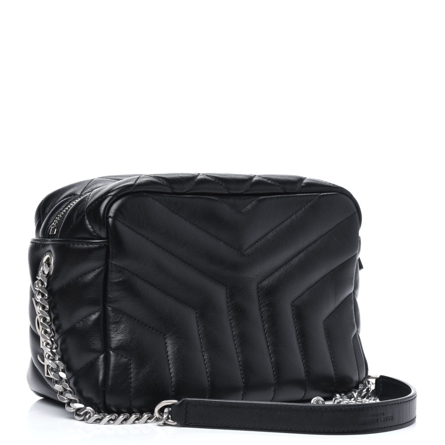 Calfskin Y Quilted Monogram Small Loulou Bowling Bag Black