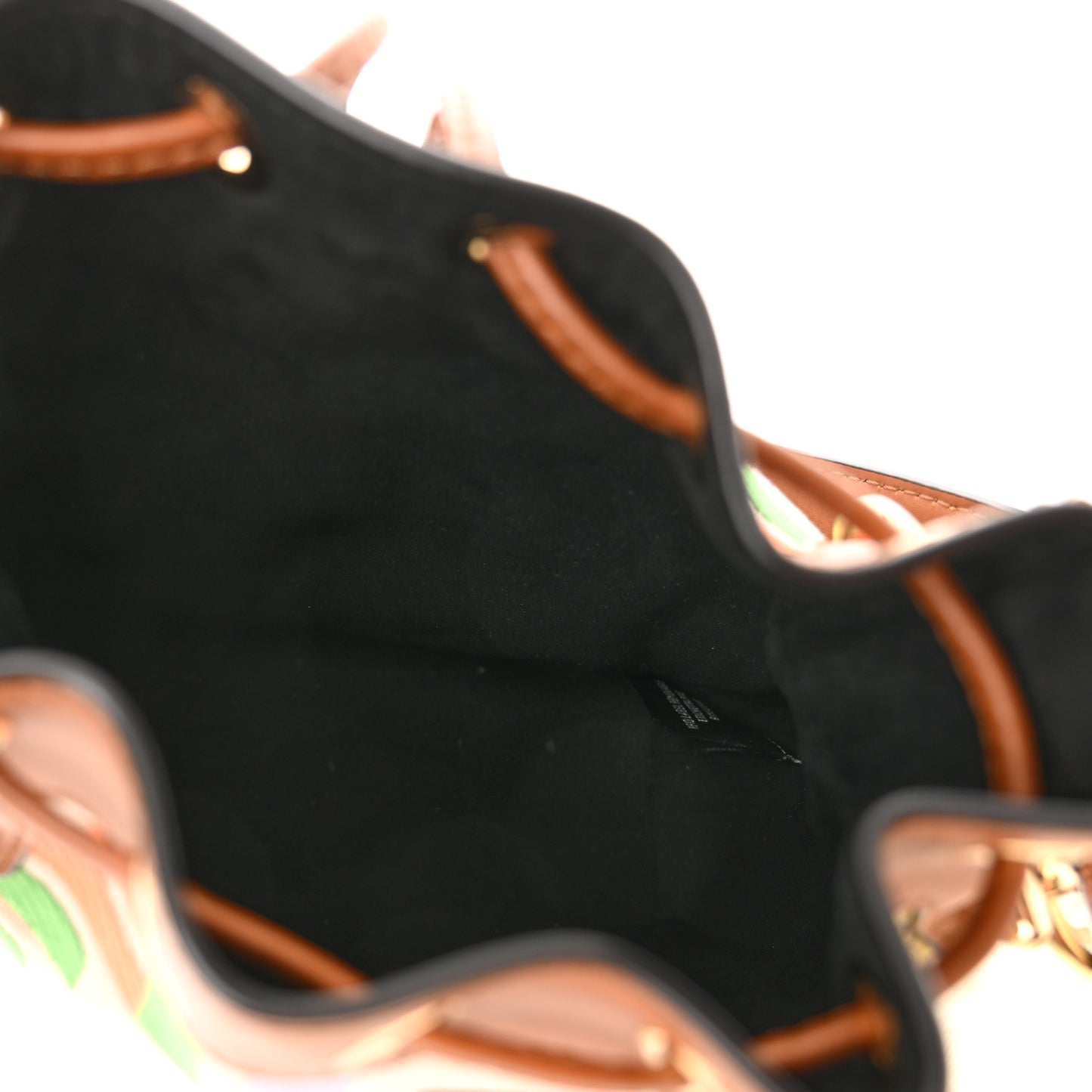 Kuban Canvas Vitello King F is Fendi FF Embroidered Mini Mon Tresor Bucket Bag Multicolor Cuoio