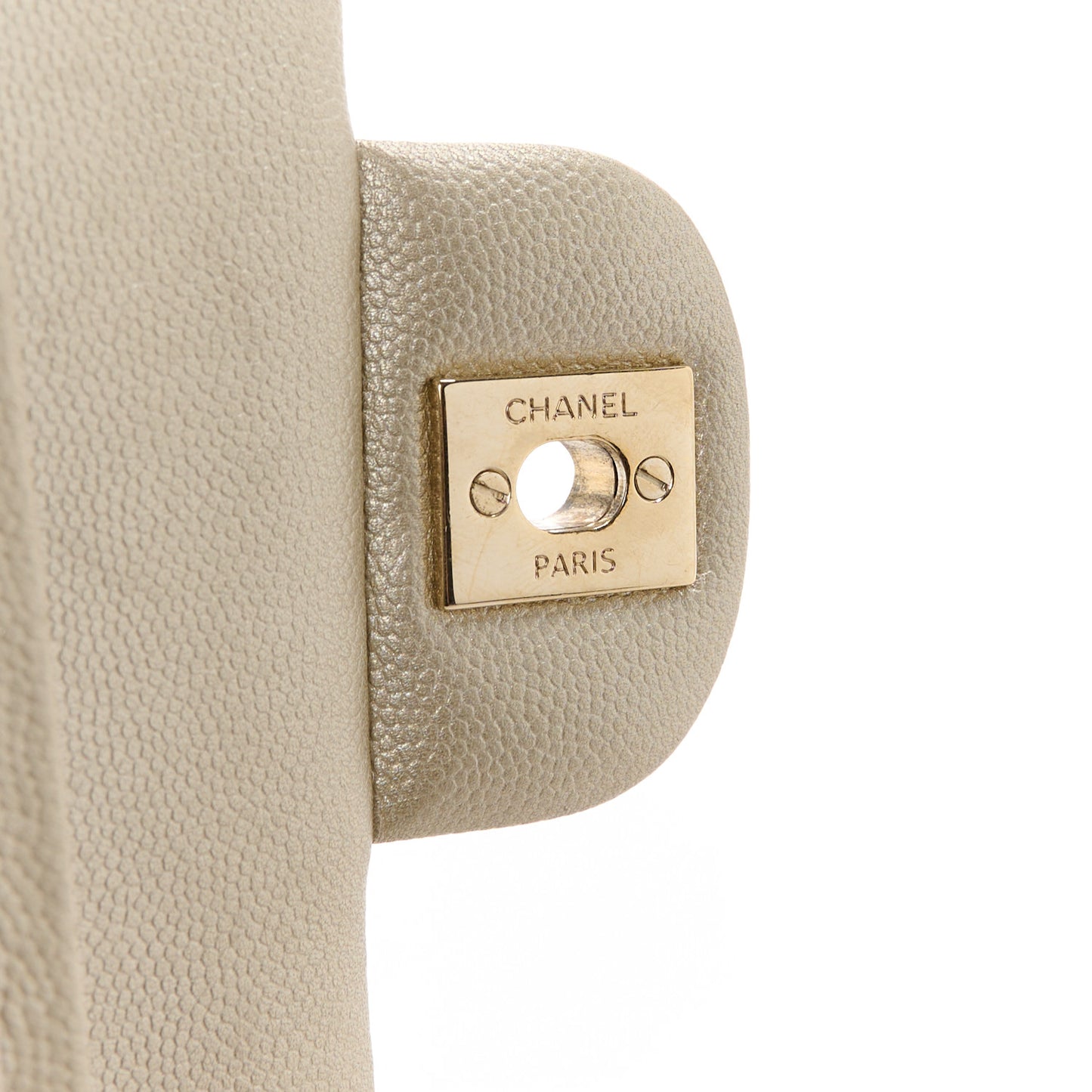 Metallic Caviar Quilted Medium Double Flap Light Gold