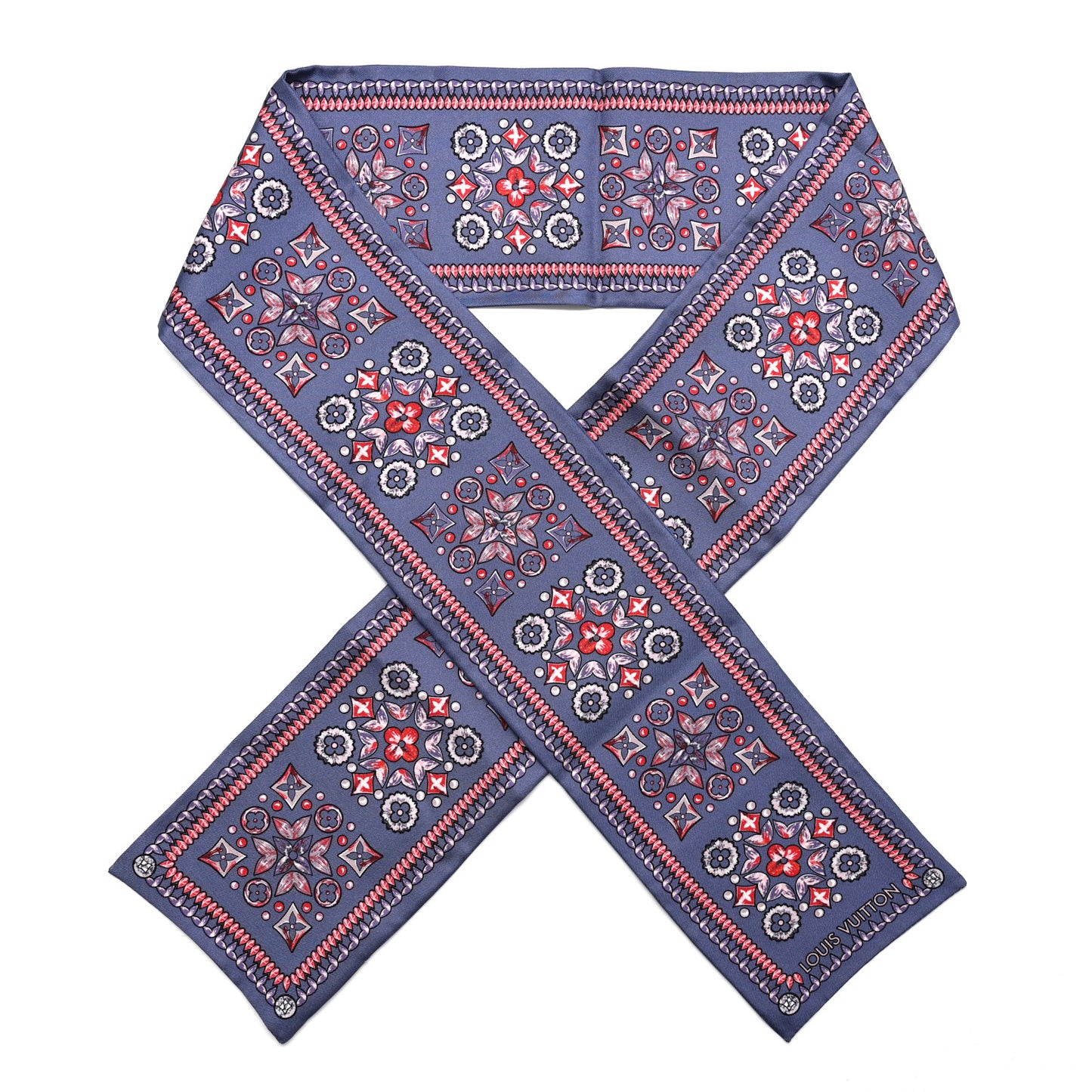 Silk Monogram Giant Lvrtual Flowers Bandeau Denim