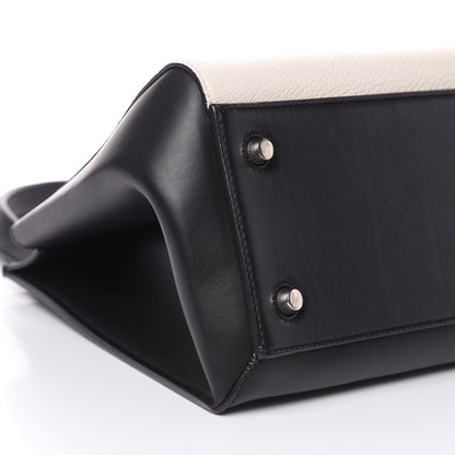Celine Textured Calfskin Small Bi-Color Edge Shoulder Bag Black Cream 8 of 12