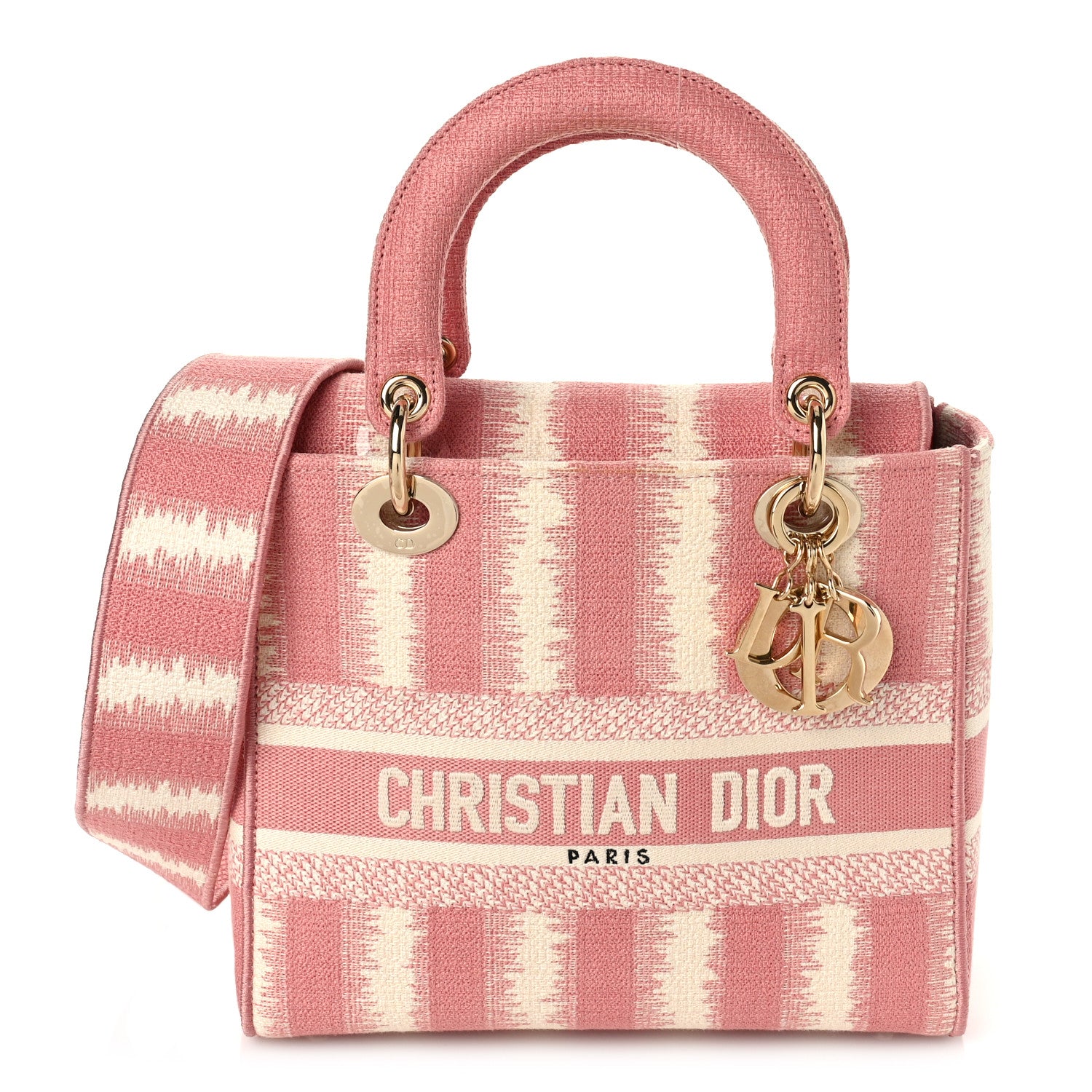 Christian Dior Canvas Medium D-Stripes Lady D-Lite Pink 1 of 8