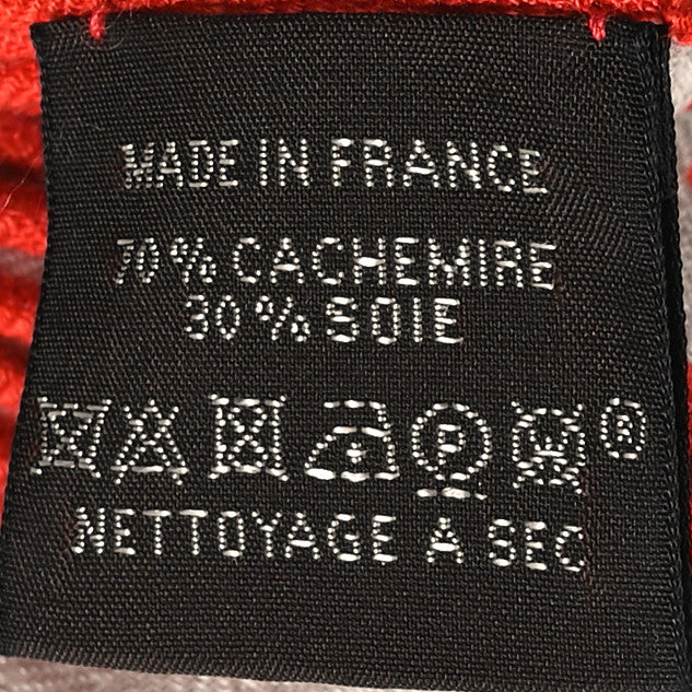 Hermes Cashmere Silk Brandebourgs Points Shawl 140 Naturel Black Vermillon 5 of 5