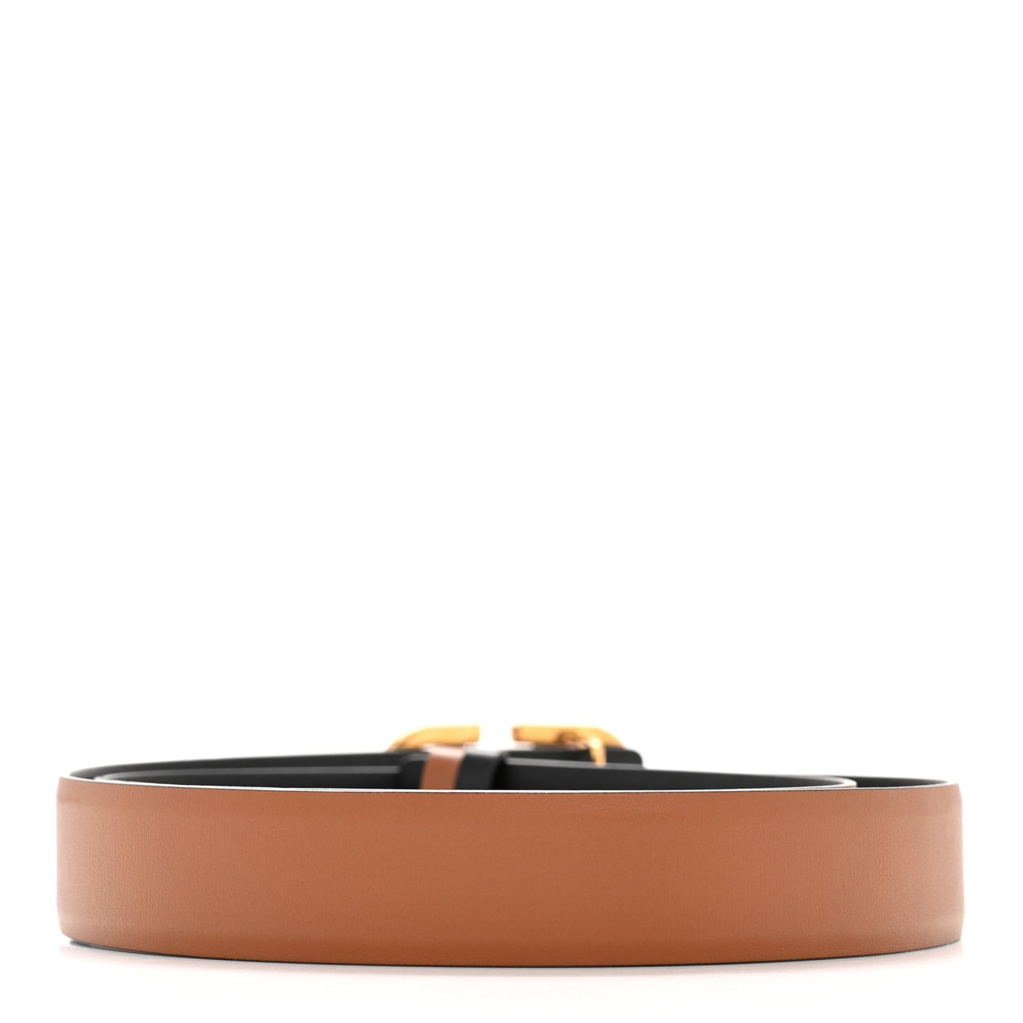 Glossy Calfskin VLogo Reversible 30mm Belt 85 34 Saddle Brown Black