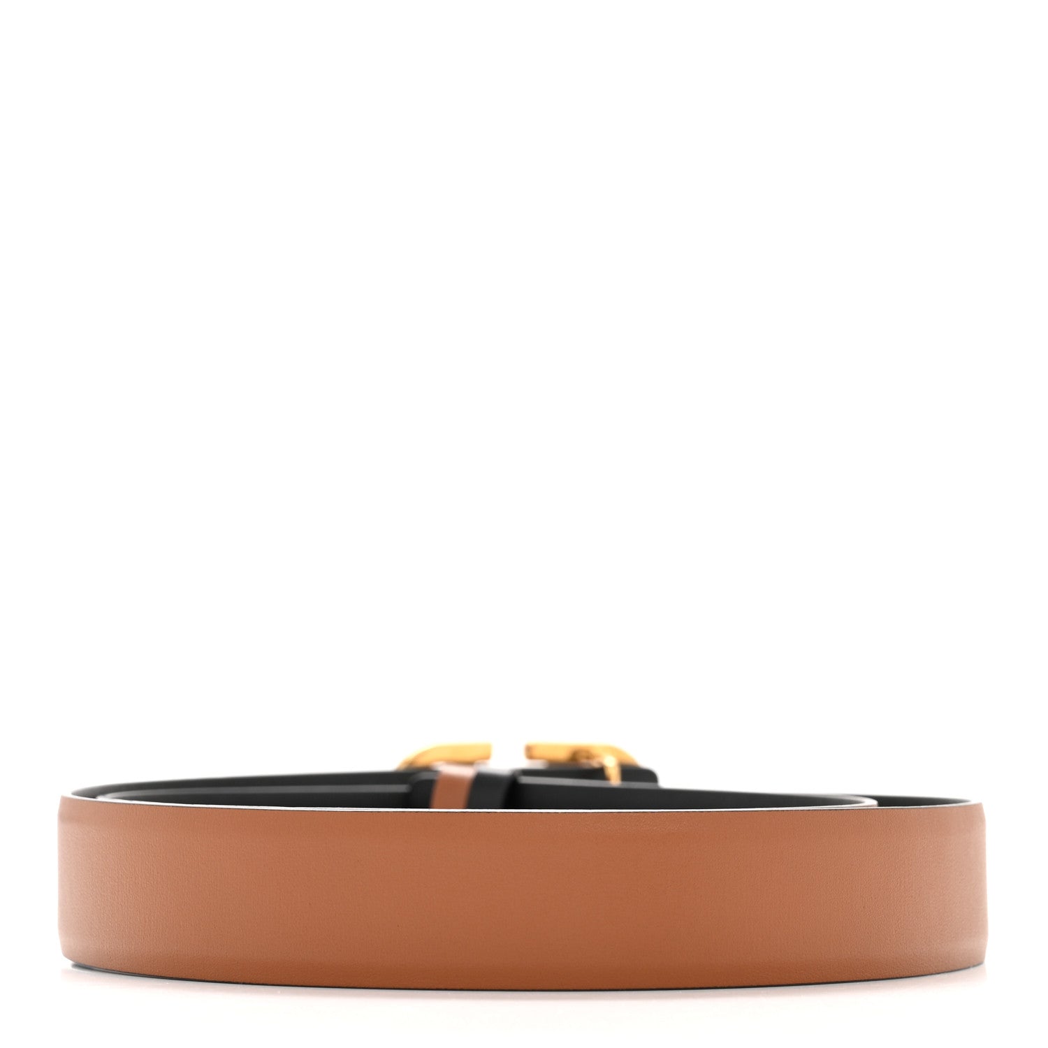 Valentino Garavani Glossy Calfskin VLogo Reversible 30mm Belt 85 34 Saddle Brown Black 2 of 10
