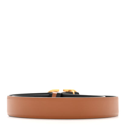 Valentino Garavani Glossy Calfskin VLogo Reversible 30mm Belt 85 34 Saddle Brown Black 2 of 10