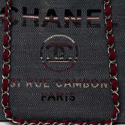 Chanel Striped Canvas Medium Deauville Tote Grey 13 of 21