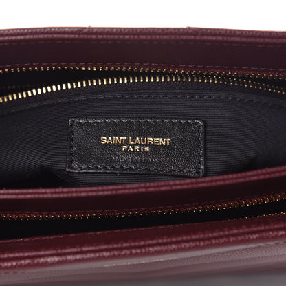Saint Laurent Grain de Poudre Matelasse Chevron Small Tribeca Shopping Bag Garnet 8 of 10