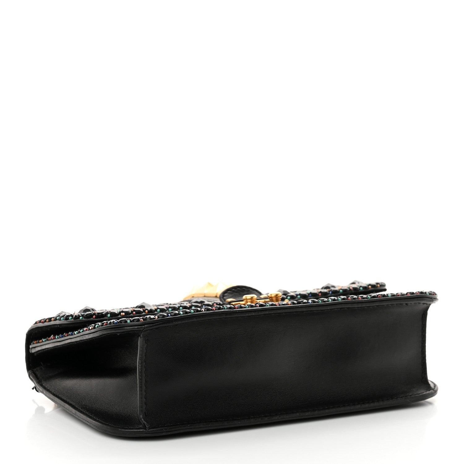Valentino Garavani Vitello Beaded Medium Glam Lock Rockstud Flap Black 4 of 14