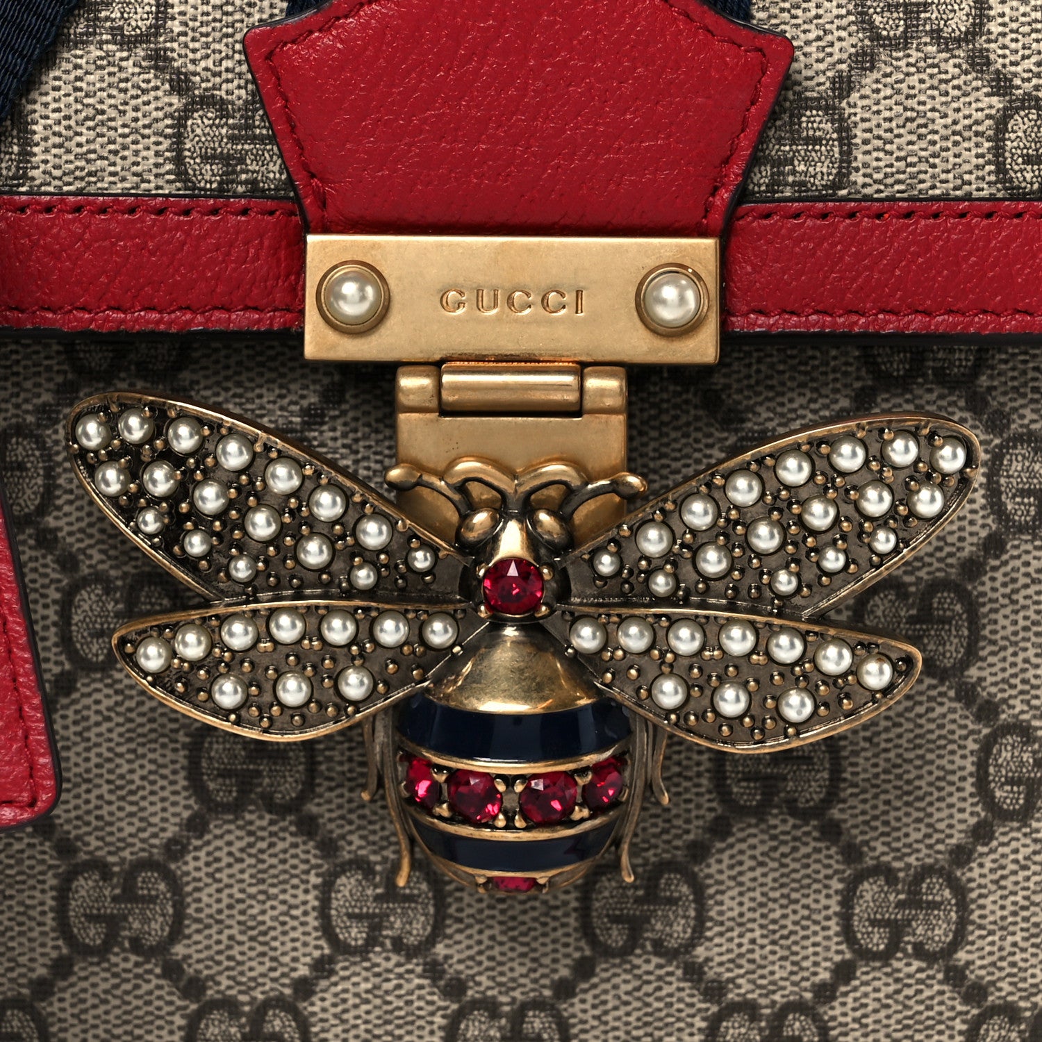 Gucci GG Supreme Monogram Small Queen Margaret Top Handle Bag Red 10 of 12