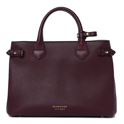 Burberry Grainy Calfskin House Check Medium Banner Tote Mahogany Red 1 of 12