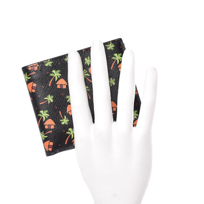 Prada Saffiano Palm Tree Bi-Fold Wallet Black 2 of 8
