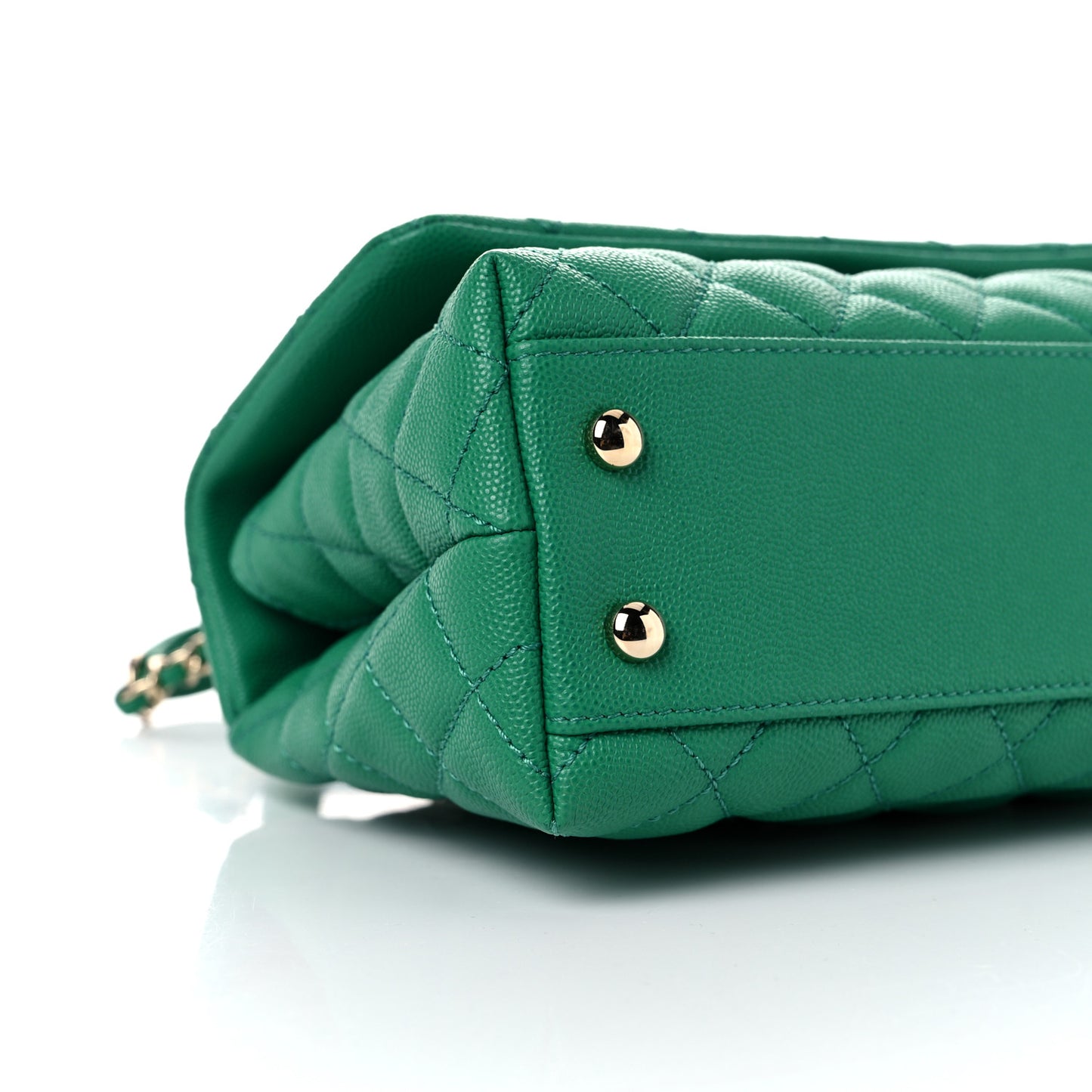 Caviar Quilted Mini Coco Handle Flap Green