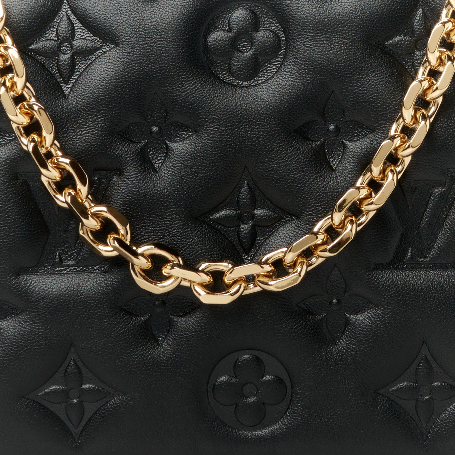 Louis Vuitton Lambskin Embossed Monogram Pochette Coussin Black 6 of 8