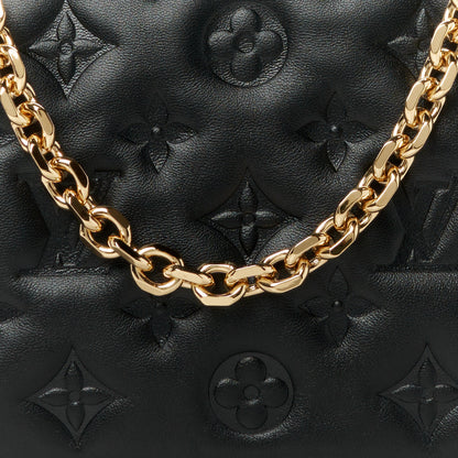 Louis Vuitton Lambskin Embossed Monogram Pochette Coussin Black 6 of 8