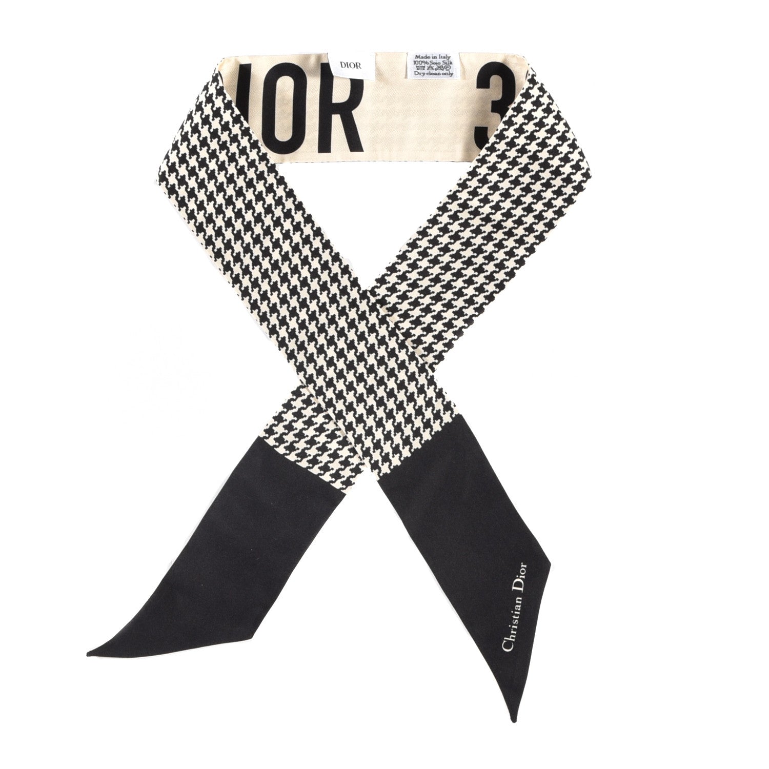 Christian Dior Silk 30 Montaigne Mitzah Scarf Black White 1 of 3
