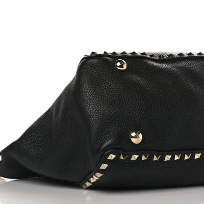 Valentino Garavani Alce Printed Calfskin Medium Rockstud Tote Black 7 of 8