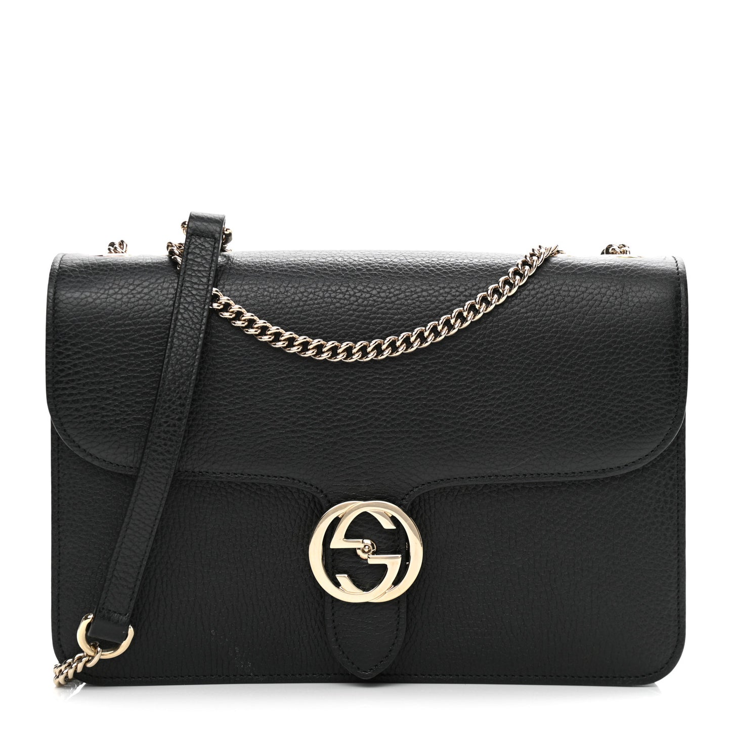 Dollar Calfskin Interlocking G Shoulder Bag Black