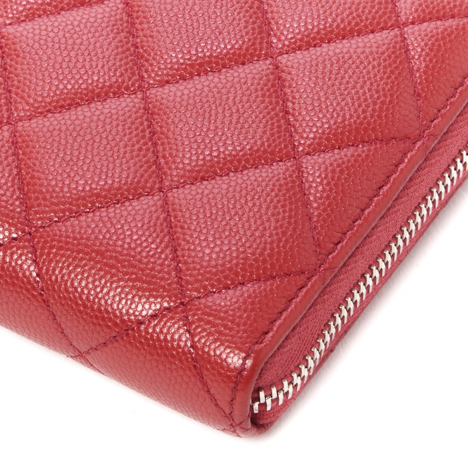 Chanel Caviar Quilted Large Gusset Zip Around Wallet Red 6 of 18