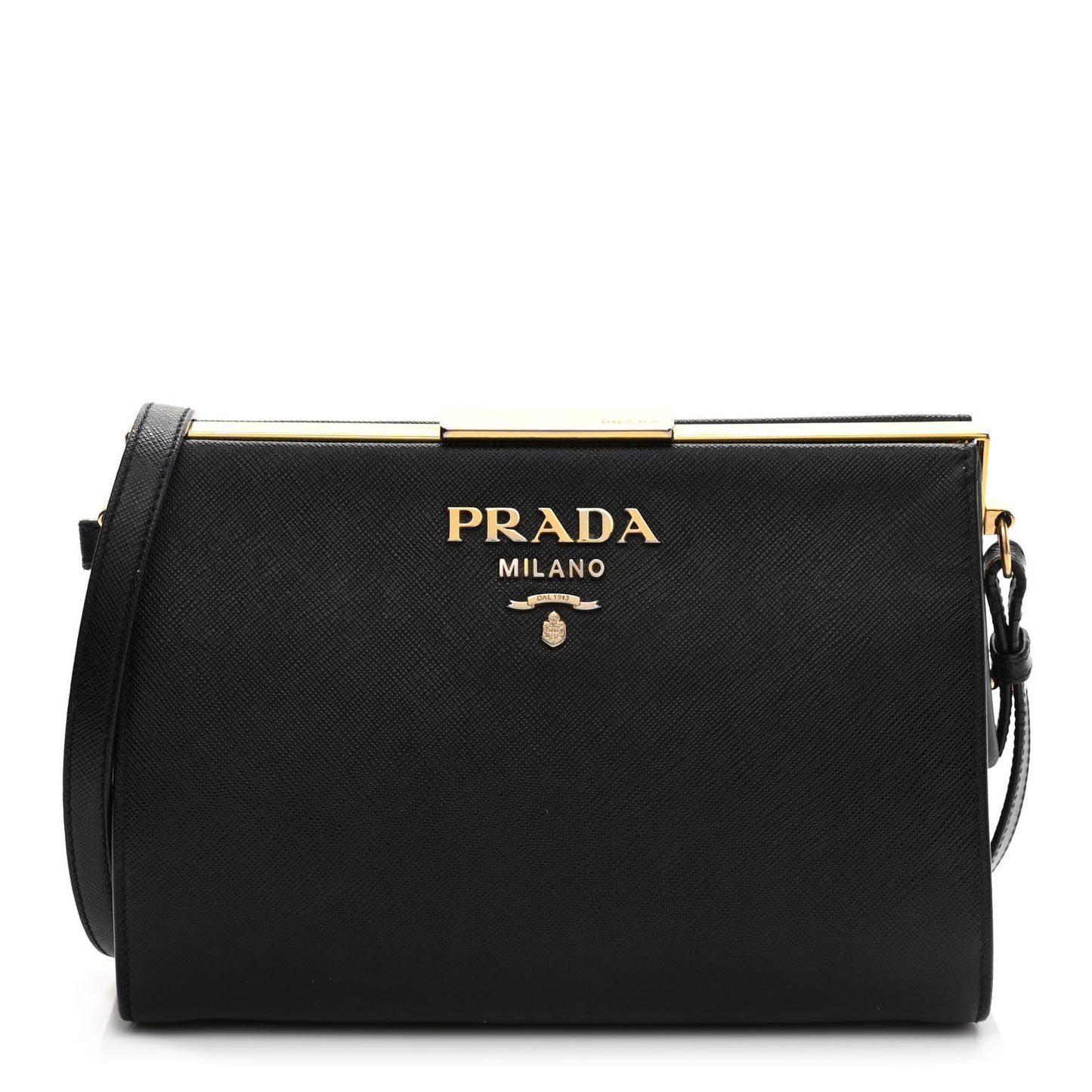 Saffiano City Calfskin Light Frame Bag Black