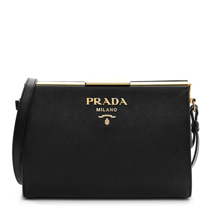 Prada Saffiano City Calfskin Light Frame Bag Black 1 of 14