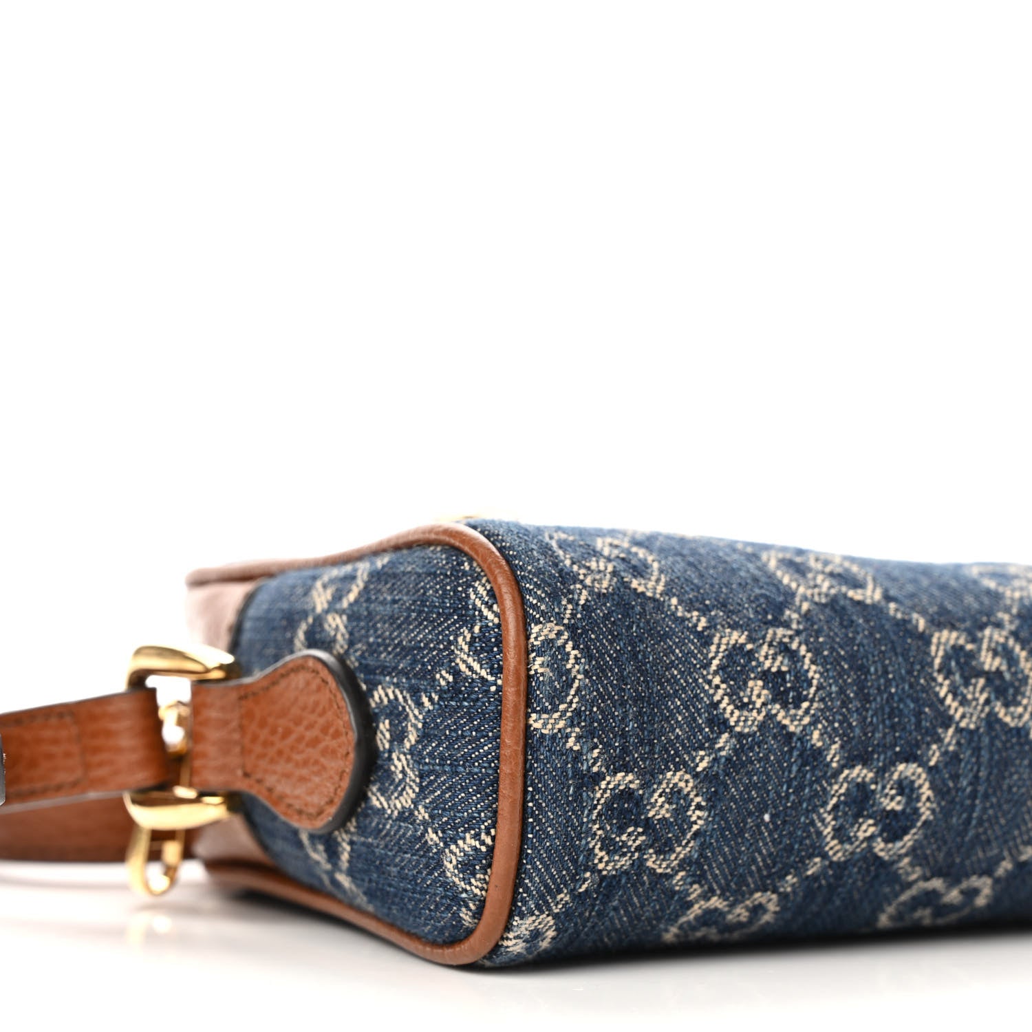 Gucci New Denim GG Monogram Dollar Calfskin Mini Ophidia Shoulder Bag Blue Tea Cuir Epilog 9 of 12