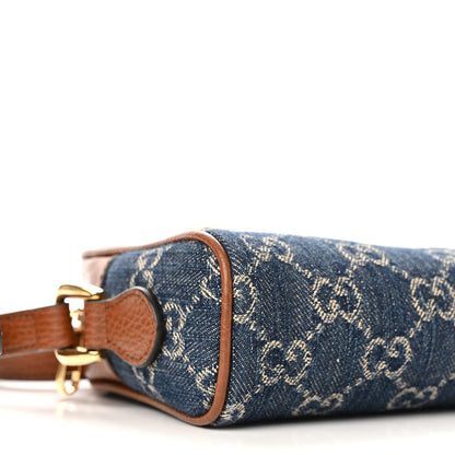 Gucci New Denim GG Monogram Dollar Calfskin Mini Ophidia Shoulder Bag Blue Tea Cuir Epilog 9 of 12