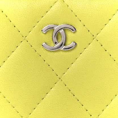 Chanel Lambskin Quilted Zip Coin Purse Yellow 8 of 15