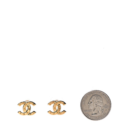 Chanel Metal CC Paris Button Stud Earrings Gold 2 of 6
