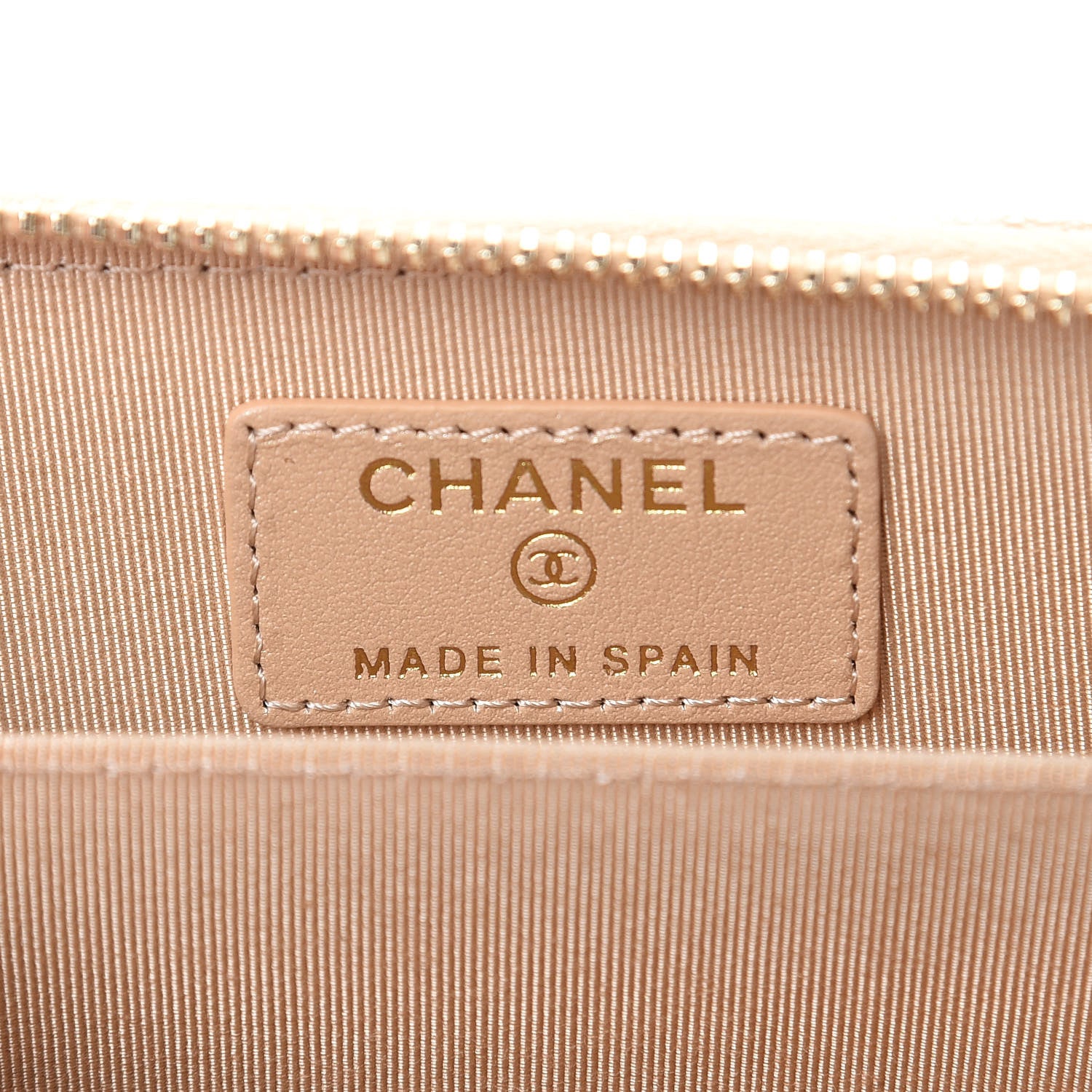 Chanel Iridescent Caviar Quilted Zip Around Coin Purse Beige 6 of 8