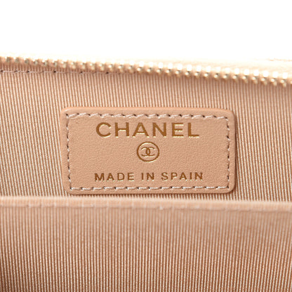 Chanel Iridescent Caviar Quilted Zip Around Coin Purse Beige 6 of 8