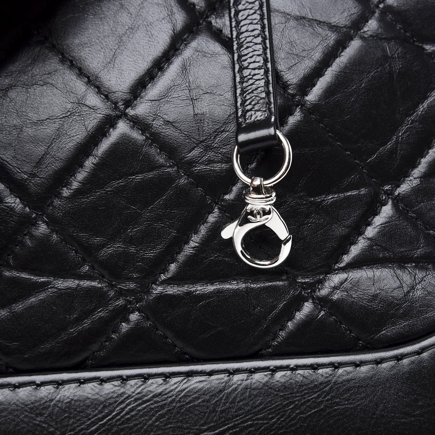 Aged Calfskin Quilted Small Gabrielle Hobo Black