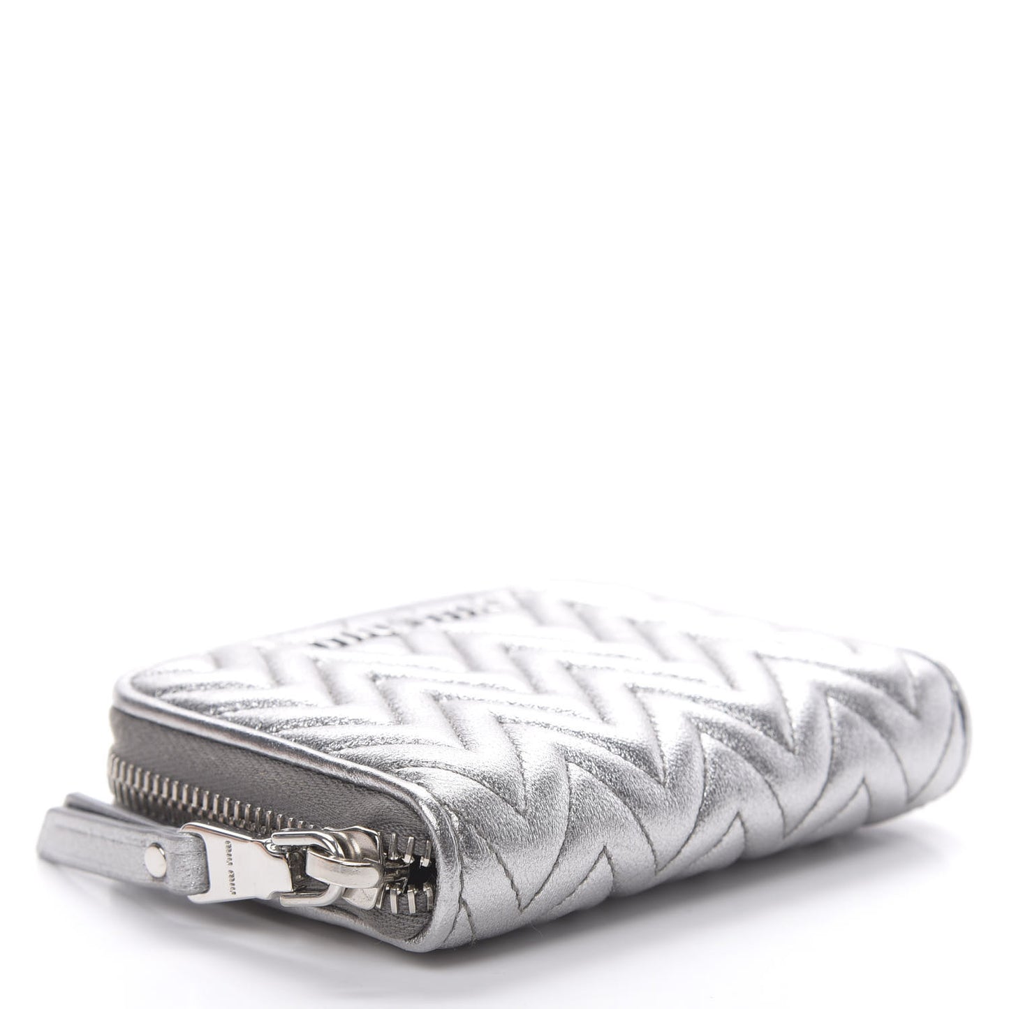 Metallic Nappa Impunture Zip Around Compact Wallet Chromo