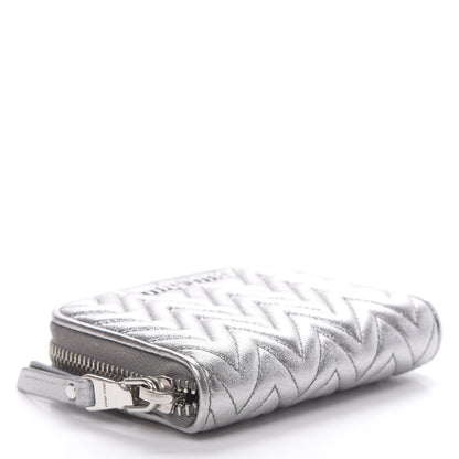 Miu Miu Metallic Nappa Impunture Zip Around Compact Wallet Chromo 4 of 9