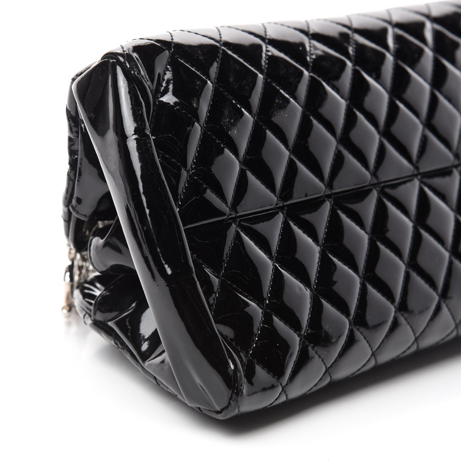 Chanel Patent Quilted Medium Just Mademoiselle Bowling Bag Black 6 of 10