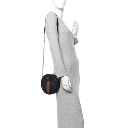 Gucci Grained Calfskin Web Mini Ophidia Round Shoulder Bag Black 2 of 10
