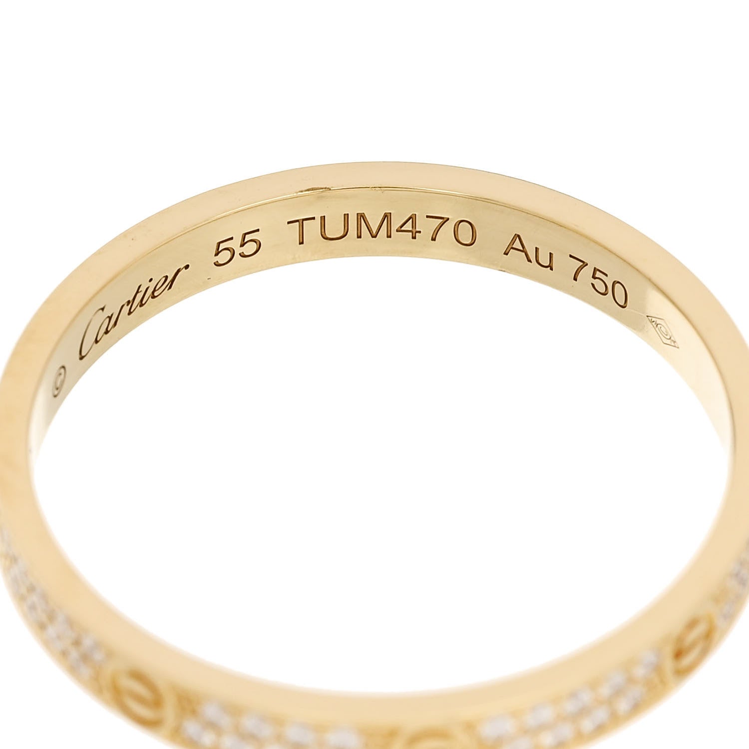 Cartier 18K Yellow Gold Diamond 2.6mm LOVE Paved Band Ring 55 7.25 4 of 5