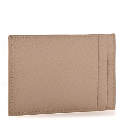 Saint Laurent Grain De Poudre Uptown Monogram Card Case Dark Beige 3 of 9