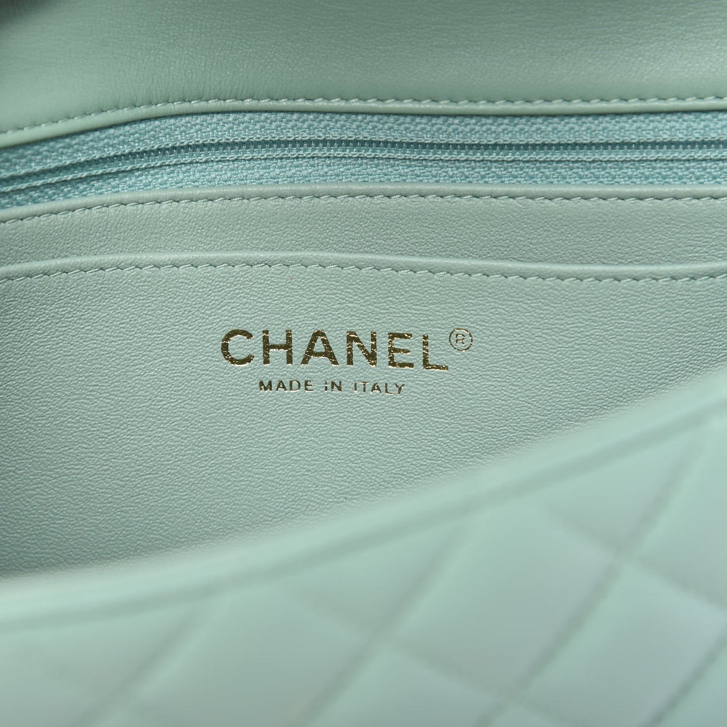 Lambskin Quilted Mini Rectangular Flap Light Green