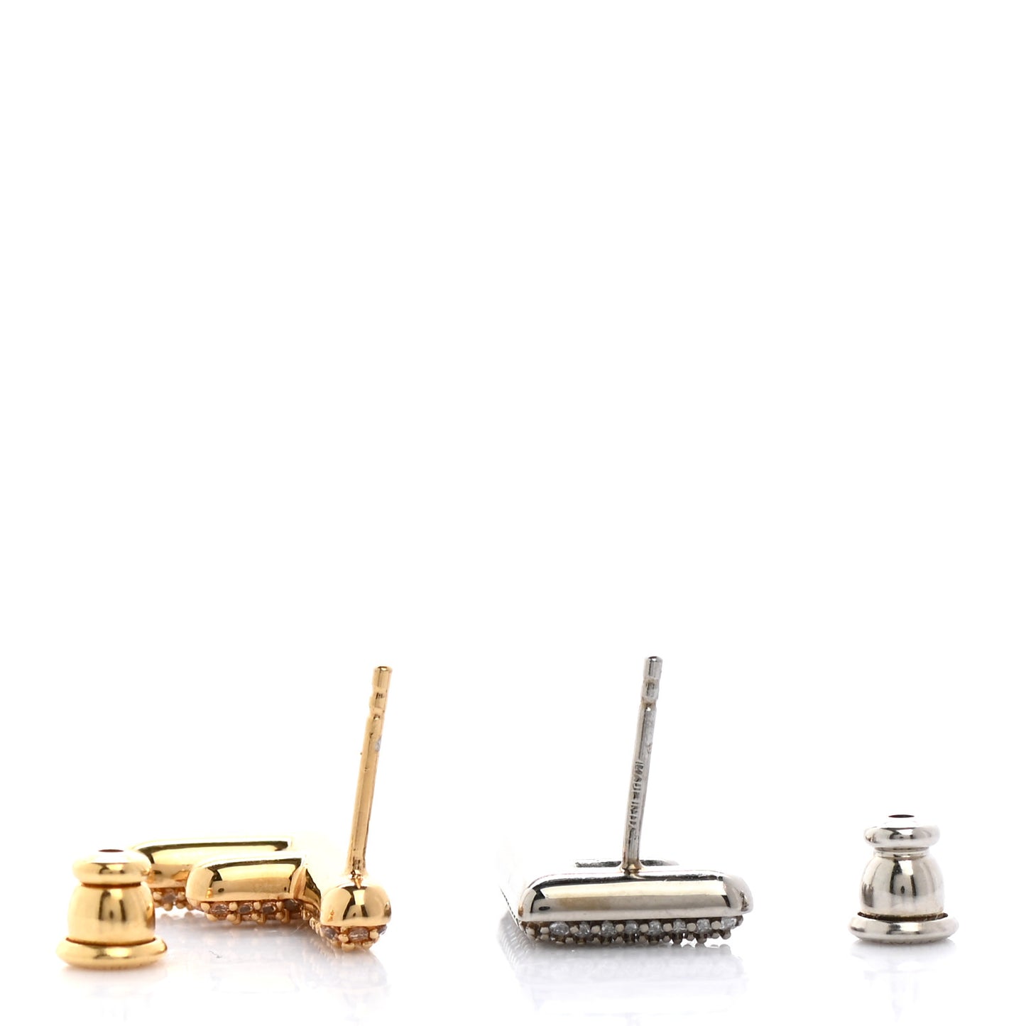 Metal Crystal FF Stud Earrings Gold Silver