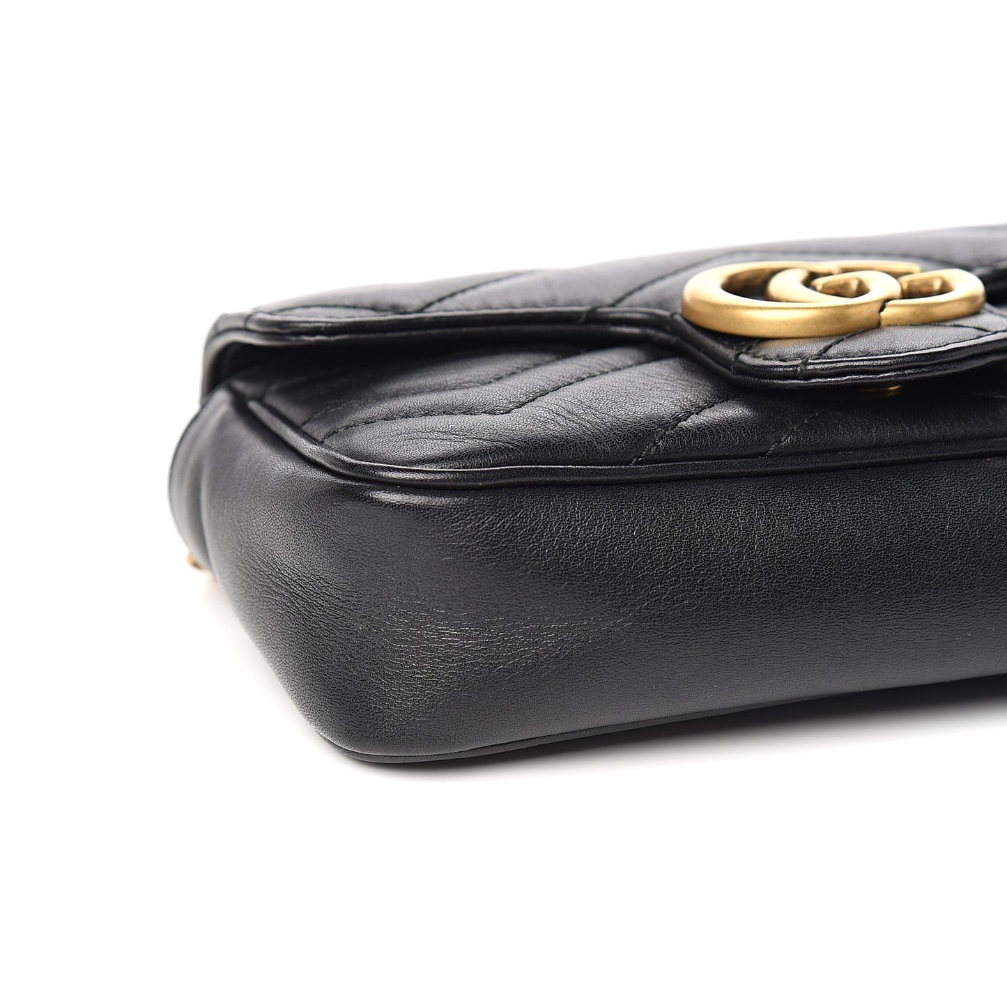 Calfskin Matelasse Super Mini GG Marmont Shoulder Bag Black