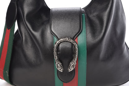 Gucci Calfskin Web Stripe Medium Dionysus Hobo Black 10 of 16